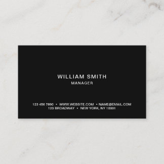 Carte De Visite Professionnel Simple et Minimaliste Noir