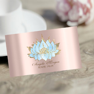 Carte De Visite Professionnel Simple Gold Blue Lotus Rose Gold