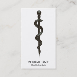 Carte De Visite Professionnel Simple Médicale Asclepius Noir Blanc