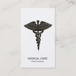 Carte De Visite Professionnel Simple Médicale Caduceus Noir Blanc