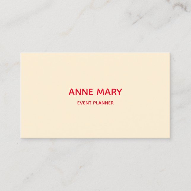 Carte De Visite Professionnel Simple Minimal Orange Ivory Off Blan (Devant)