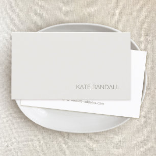 Carte De Visite Professionnel Simple Minimaliste Beige Blanc