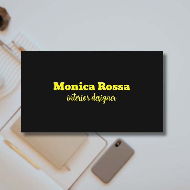 Carte De Visite Professionnel Simple Moderne Neon Jaune Noir (Créateur téléchargé)