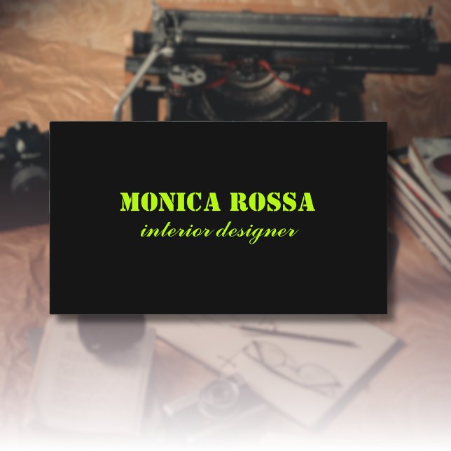 Carte De Visite Professionnel Simple Moderne Neon Lime Noir (Créateur téléchargé)