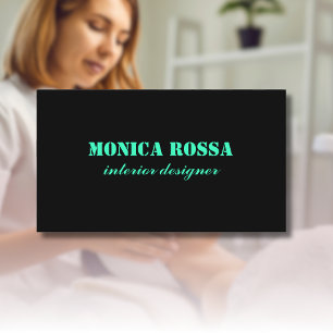 Carte De Visite Professionnel Simple Moderne Neon Turquoise Noir