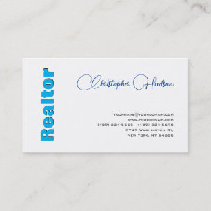 Carte De Visite Professionnel Simple Réaliseur Immobilier Bleu Bla