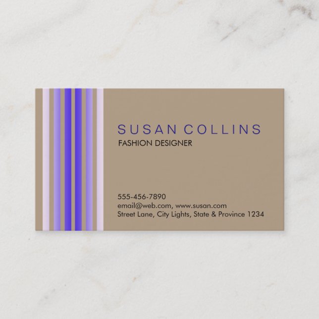 Carte De Visite Professionnel Simple Simple Striped Élégant Modern (Devant)