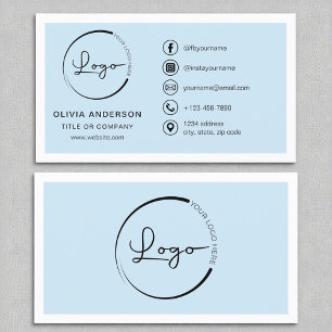 Carte De Visite Professionnel Sky Blue Business Logo Médias sociau