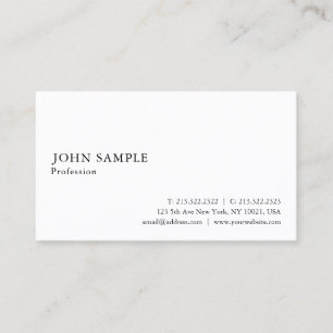 Carte De Visite Professionnel Smart Plain Moderne Elegant Blanc