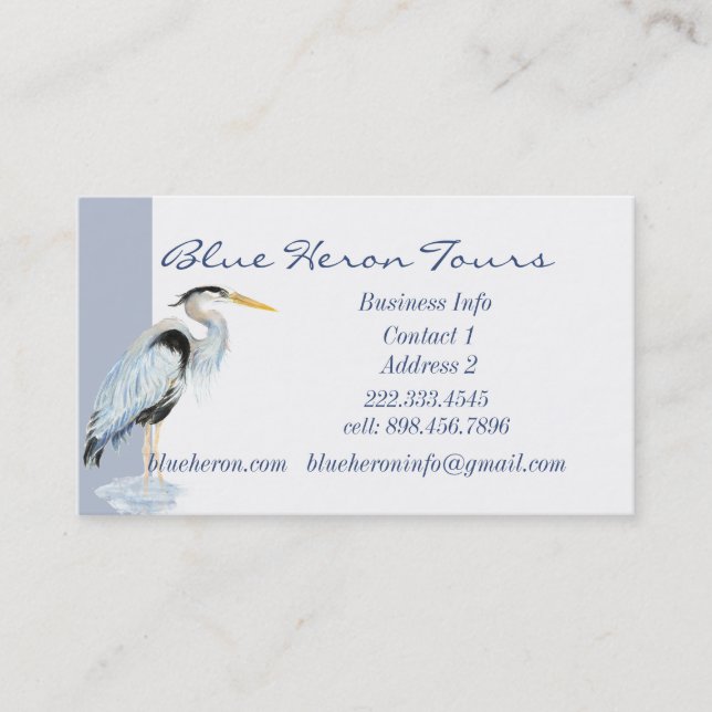 Carte De Visite Professionnel sur mesure Great Blue Heron Bird voi (Devant)
