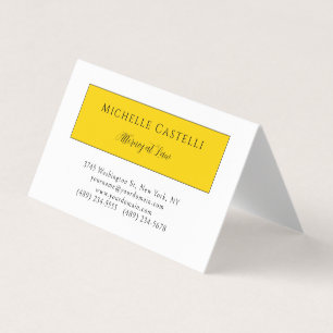 Carte De Visite Professionnel Unique Classique Simple Jaune Blanc