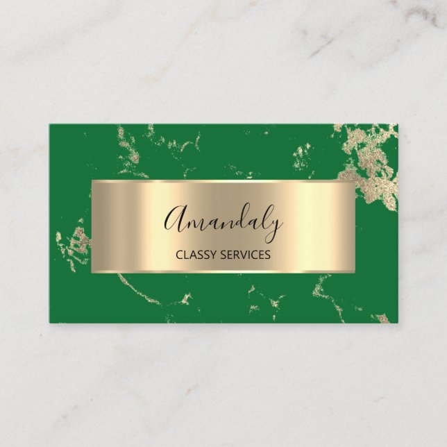 Carte De Visite Professionnel VIP Gold Marbre Abstrait Fresh Green (Devant)