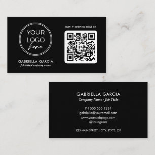 Carte de visite professionnelle avec code QR noir