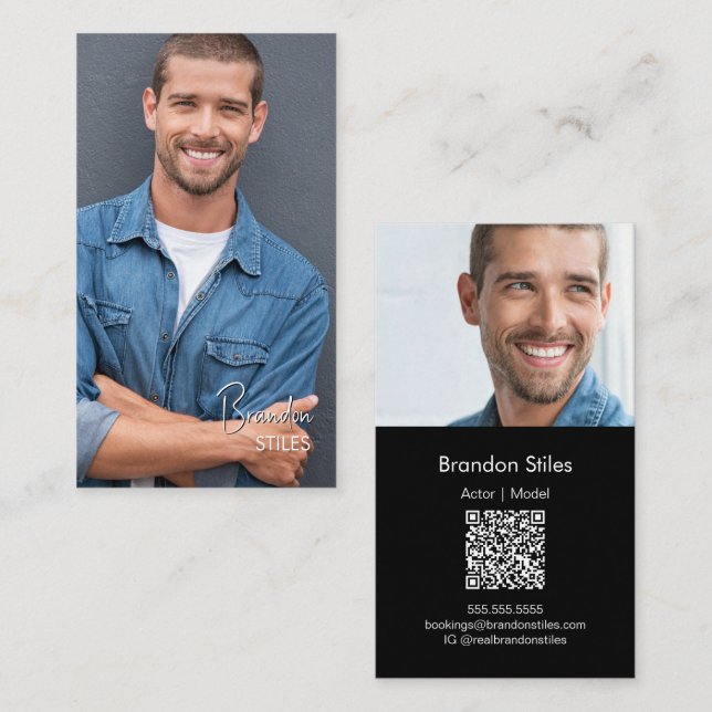Carte de visite professionnelle avec photo | Code  (Devant / Derrière)