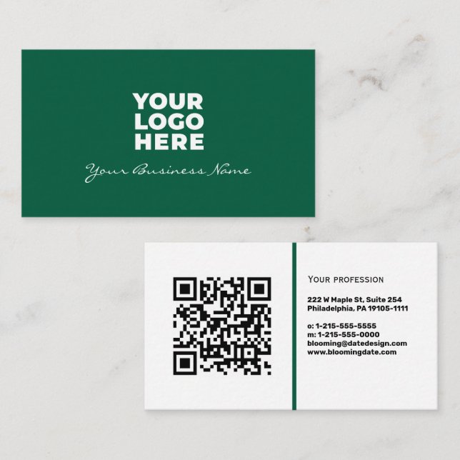 Carte de visite professionnelle avec QR Code & Log (Devant / Derrière)