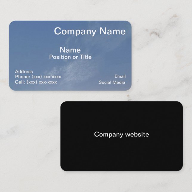 Carte de visite professionnelle Blue Horizon (Devant / Derrière)