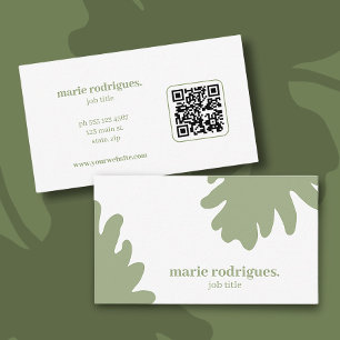 Carte de visite professionnelle code QR vert moder