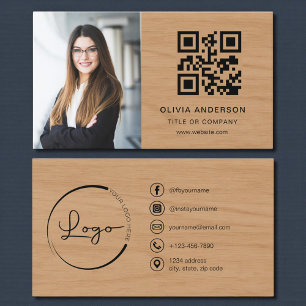Carte de visite professionnelle en bois avec QR Co