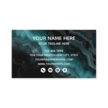 Carte de visite professionnelle en marbre sarcelle
