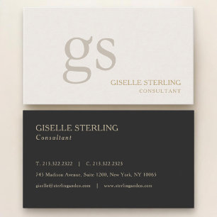 Carte de visite professionnelle monogramme beige n