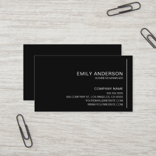 Carte de visite professionnelle noire minimaliste 
