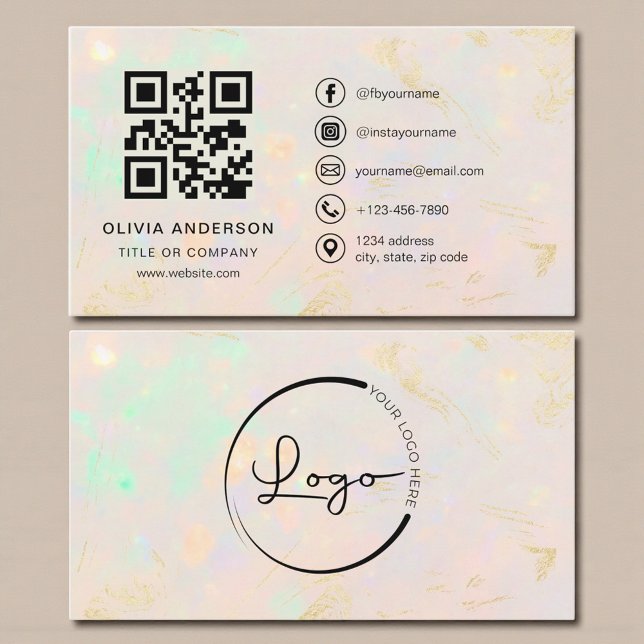 Carte de visite professionnelle Opale avec QR Code (Créateur téléchargé)