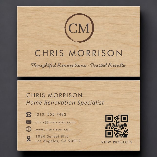 Carte de visite professionnelle QR Code Bois pour  (Créateur téléchargé)
