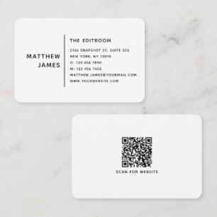 Carte de visite professionnelle QR Code noir et bl