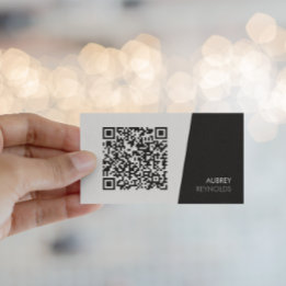 Carte de visite professionnelle QR Code noir et bl