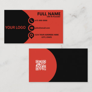 Carte de visite professionnelle QR Code Rouge et N