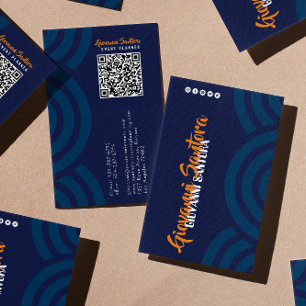 Carte de visite professionnelle QR moderne Navy & 