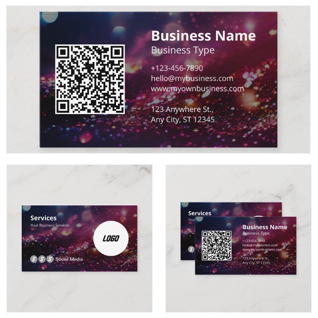 Carte De Visite Professionnellement votre logo ici Scannable QR Co (Professional Your Logo Here Scannable QR Code Business Cards)
