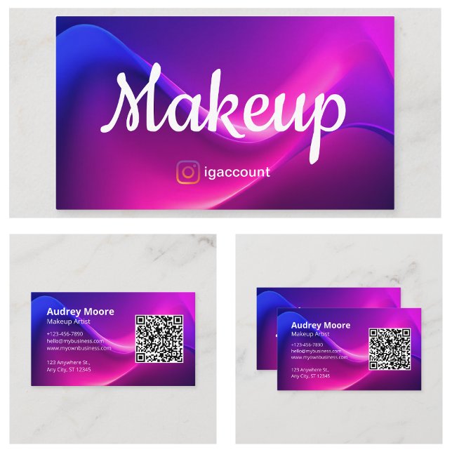 Carte De Visite Professionnels de la beauté Maquillage Artiste QR  (Beauty Professionals Makeup Artist QR Code Business Card
)