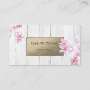 Carte De Visite Proffesional Elegant Bois Texture, Fleurs