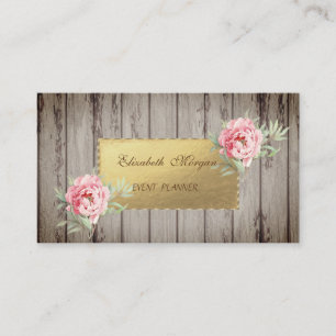 Carte De Visite Proffesional Elegant Bois Texture, Fleurs