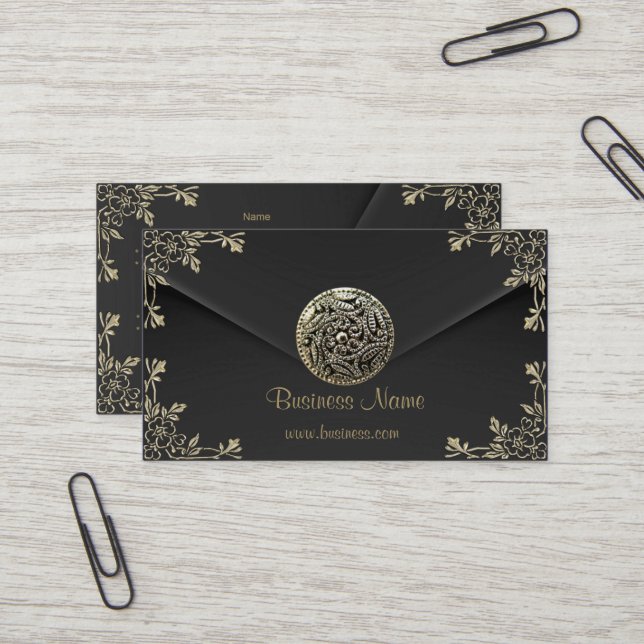 Carte De Visite Profil d'entreprise Sepia Black Velvet Look (Devant/Arrière en situation)
