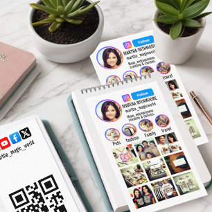 Carte De Visite Profil Instagram code QR et icônes de médias socia