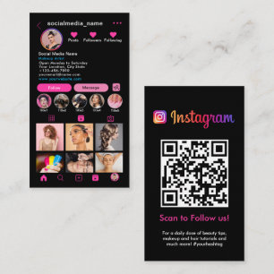 Carte De Visite Profil Instagram Grille photo Suivez-moi Code QR