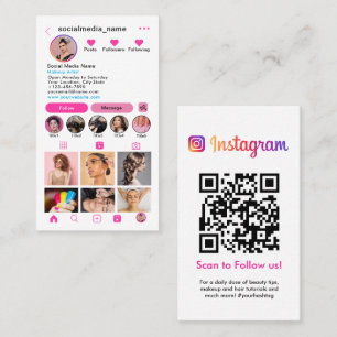 Carte De Visite Profil Instagram Grille photo Suivez-moi Code QR