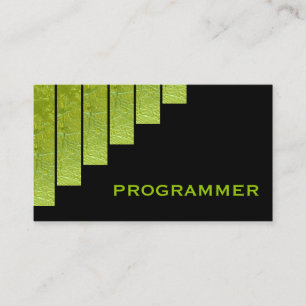 Carte De Visite Programmateur moderne vert, noir à bandes vertical
