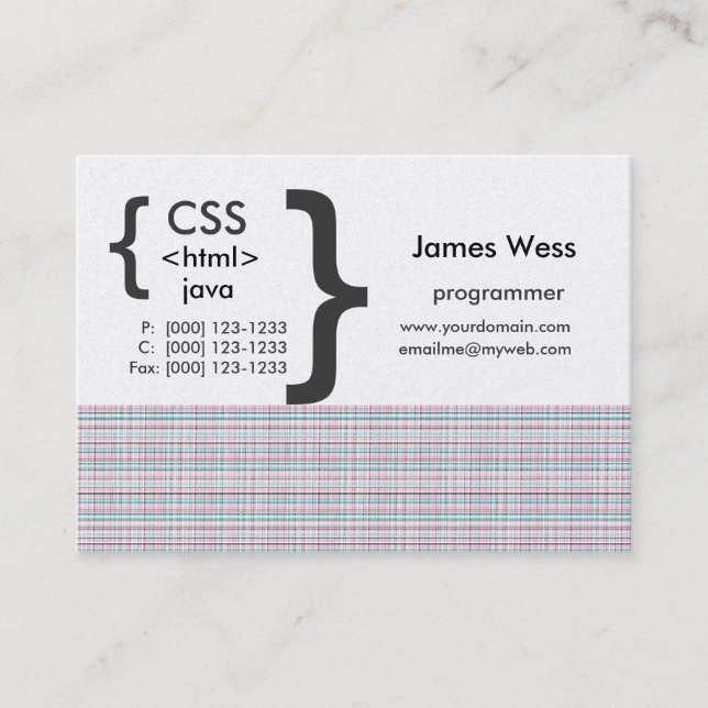 Carte De Visite Programmateur Web Geek (Devant)