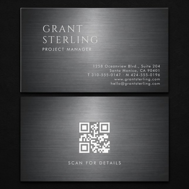 Carte De Visite Project Manager Metallic QR Code (Créateur téléchargé)