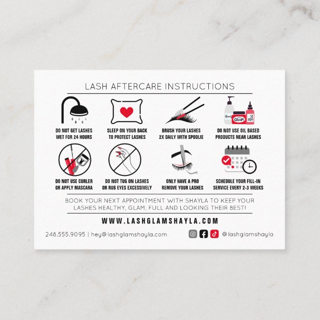 Carte De Visite Prolongations de la laisse Instructions de suivi R (Dos)