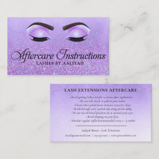 Carte De Visite Prolongations Lash Après-soin Purple Glam Parties 