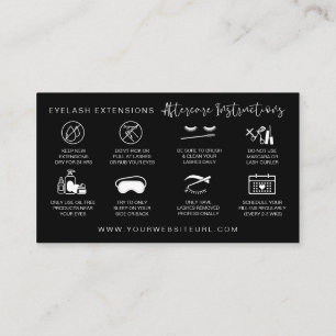 Carte De Visite Prolongations Lash Instructions de post-soins Mode