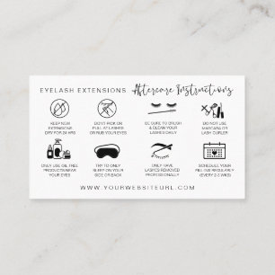 Carte De Visite Prolongations Lash Instructions de post-soins Mode