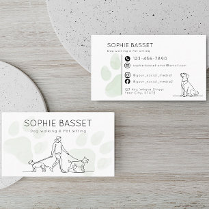 Carte De Visite Promenade de Chien Moderne Soins aux Animaux Minim