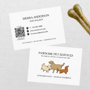 Carte De Visite Promenade de chiens Garde d'animaux Code QR
