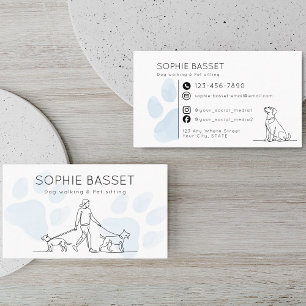 Carte De Visite Promenade de chiens moderne Garde d'animaux Minima