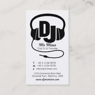Carte de visite promoteur DJ noir et blanc